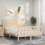 Estructura de cama con cabecero madera maciza 140x200 cm de , Camas y somieres - Ref: Foro24-3192751, Precio: 154,69 €, Descu...