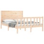 Bed frame with solid wood headboard 140x200 cm by , Beds and slatted bases - Ref: Foro24-3192751, Price: 154,69 €, Discount: %