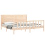 Estructura de cama de matrimonio con cabecero madera maciza de , Camas y somieres - Ref: Foro24-3192766, Precio: 199,29 €, De...