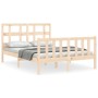 Double bed frame with solid wood headboard by , Beds and slatted bases - Ref: Foro24-3192986, Price: 152,99 €, Discount: %