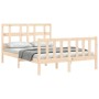 Double bed frame with solid wood headboard by , Beds and slatted bases - Ref: Foro24-3192986, Price: 152,99 €, Discount: %