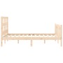 Double bed frame with solid wood headboard by , Beds and slatted bases - Ref: Foro24-3192986, Price: 152,99 €, Discount: %