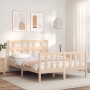 Bed frame with solid wood headboard 140x200 cm by , Beds and slatted bases - Ref: Foro24-3193011, Price: 121,34 €, Discount: %