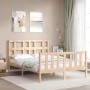 Bed frame with solid wood headboard 140x200 cm by , Beds and slatted bases - Ref: Foro24-3193011, Price: 121,34 €, Discount: %