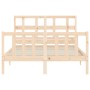 Bed frame with solid wood headboard 140x200 cm by , Beds and slatted bases - Ref: Foro24-3193011, Price: 121,34 €, Discount: %