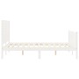 Double bed frame with white solid wood headboard by , Beds and slatted bases - Ref: Foro24-3193182, Price: 219,63 €, Discount: %