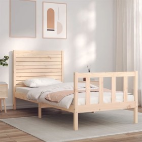 Bed frame with solid wood headboard 100x200 cm by , Beds and slatted bases - Ref: Foro24-3193196, Price: 134,99 €, Discount: %