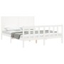 Double bed frame with white solid wood headboard by , Beds and slatted bases - Ref: Foro24-3193212, Price: 189,40 €, Discount: %