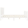 Double bed frame with white solid wood headboard by , Beds and slatted bases - Ref: Foro24-3193212, Price: 189,40 €, Discount: %