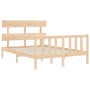 Double bed frame with solid wood headboard by , Beds and slatted bases - Ref: Foro24-3193246, Price: 148,24 €, Discount: %