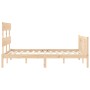 Double bed frame with solid wood headboard by , Beds and slatted bases - Ref: Foro24-3193246, Price: 148,24 €, Discount: %