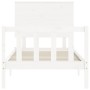 Single bed frame with white solid wood headboard by , Beds and slatted bases - Ref: Foro24-3193362, Price: 103,50 €, Discount: %