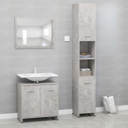 Juego muebles de baño 3 piezas madera ingeniería gris hormigón de , Muebles de baño - Ref: Foro24-3056920, Precio: 155,69 €, ...