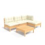 5-piece garden furniture set with cream pine wood cushions by , Garden sets - Ref: Foro24-3096304, Price: 401,68 €, Discount: %