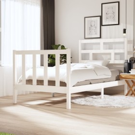 Solid white pine wood bed frame 75x190 cm by , Beds and slatted bases - Ref: Foro24-3101309, Price: 106,99 €, Discount: %