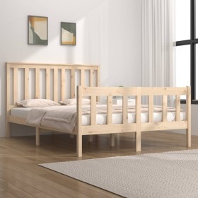 Estructura de cama madera maciza de pino 135x190 cm de , Camas y somieres - Ref: Foro24-3103883, Precio: 155,91 €, Descuento: %