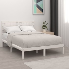 Estructura de cama doble pequeña madera maciza blanca 120x190cm de , Camas y somieres - Ref: Foro24-3104189, Precio: 124,81 €...