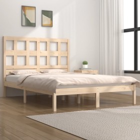 Estructura de cama madera maciza de pino 140x190 cm de , Camas y somieres - Ref: Foro24-3104458, Precio: 105,99 €, Descuento: %