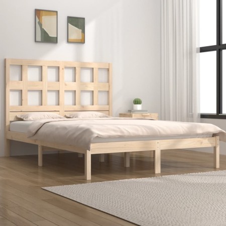 Solid pine wood bed frame 140x190 cm by , Beds and slatted bases - Ref: Foro24-3104458, Price: 105,99 €, Discount: %