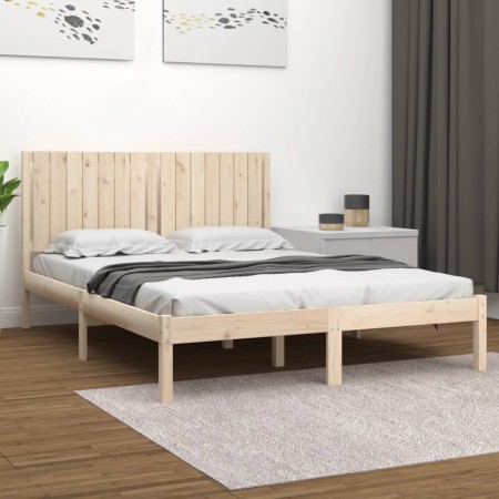 Solid wood bed frame 150x200 cm by , Beds and slatted bases - Ref: Foro24-3104418, Price: 141,88 €, Discount: %