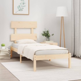 Estructura de cama madera maciza 75x190 cm de , Camas y somieres - Ref: Foro24-3104633, Precio: 74,99 €, Descuento: %