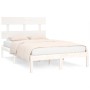 Estructura de cama doble pequeña madera maciza blanca 120x190cm de , Camas y somieres - Ref: Foro24-3104644, Precio: 115,76 €...