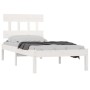 White single solid wood bed frame 75x190 cm by , Beds and slatted bases - Ref: Foro24-3104699, Price: 85,22 €, Discount: %