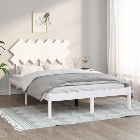 Small double bed frame solid wood white 120x190 cm by , Beds and slatted bases - Ref: Foro24-3104839, Price: 116,99 €, Discou...