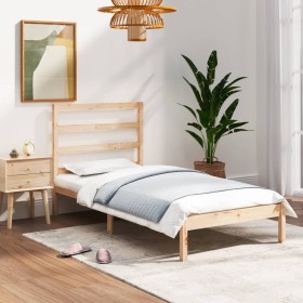 Solid wood bed frame 75x190 cm by , Beds and slatted bases - Ref: Foro24-3104893, Price: 71,22 €, Discount: %