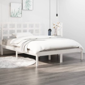 Estructura de cama doble pequeña madera maciza blanca 120x190cm de , Camas y somieres - Ref: Foro24-3105441, Precio: 121,99 €...