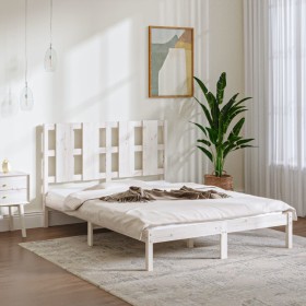 Estructura de cama doble pequeña madera maciza blanca 120x190cm de , Camas y somieres - Ref: Foro24-3105571, Precio: 124,99 €...