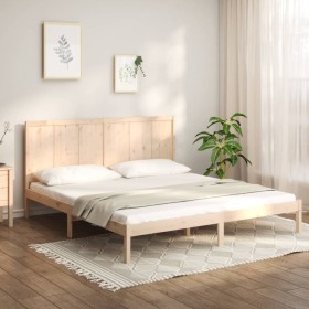 Solid pine wood bed frame 180x200 cm by , Beds and slatted bases - Ref: Foro24-3105745, Price: 173,22 €, Discount: %