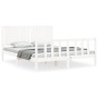 Double bed frame with white solid wood headboard by , Beds and slatted bases - Ref: Foro24-3192952, Price: 176,19 €, Discount: %