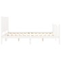 Double bed frame with white solid wood headboard by , Beds and slatted bases - Ref: Foro24-3192952, Price: 176,19 €, Discount: %