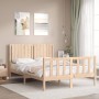 Estructura de cama con cabecero madera maciza 140x200 cm de , Camas y somieres - Ref: Foro24-3192946, Precio: 138,44 €, Descu...