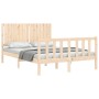 Estructura de cama con cabecero madera maciza 140x200 cm de , Camas y somieres - Ref: Foro24-3192946, Precio: 138,44 €, Descu...