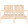 Estructura de cama con cabecero madera maciza 140x200 cm de , Camas y somieres - Ref: Foro24-3192946, Precio: 138,44 €, Descu...