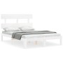 Estructura cama de matrimonio con cabecero madera maciza blanco de , Camas y somieres - Ref: Foro24-3193502, Precio: 124,96 €...