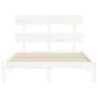 Estructura cama de matrimonio con cabecero madera maciza blanco de , Camas y somieres - Ref: Foro24-3193502, Precio: 124,96 €...