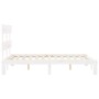 Estructura cama de matrimonio con cabecero madera maciza blanco de , Camas y somieres - Ref: Foro24-3193502, Precio: 124,96 €...