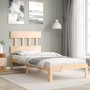 Bed frame with solid wood headboard by , Beds and slatted bases - Ref: Foro24-3193561, Price: 87,31 €, Discount: %