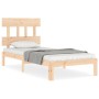 Bed frame with solid wood headboard by , Beds and slatted bases - Ref: Foro24-3193561, Price: 87,31 €, Discount: %