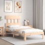 Bed frame with solid wood headboard by , Beds and slatted bases - Ref: Foro24-3193561, Price: 87,31 €, Discount: %