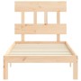 Bed frame with solid wood headboard by , Beds and slatted bases - Ref: Foro24-3193561, Price: 87,31 €, Discount: %