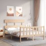 Bed frame with solid wood headboard 140x200 cm by , Beds and slatted bases - Ref: Foro24-3193271, Price: 115,37 €, Discount: %