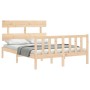 Bed frame with solid wood headboard 140x200 cm by , Beds and slatted bases - Ref: Foro24-3193271, Price: 114,99 €, Discount: %