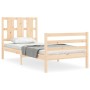 Single bed frame with solid wood headboard by , Beds and slatted bases - Ref: Foro24-3194076, Price: 95,99 €, Discount: %