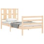 Single bed frame with solid wood headboard by , Beds and slatted bases - Ref: Foro24-3194076, Price: 95,99 €, Discount: %