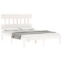 White solid wood bed frame with headboard 140x190 cm by , Beds and slatted bases - Ref: Foro24-3193577, Price: 135,02 €, Disc...