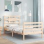 Single bed frame with solid wood headboard by , Beds and slatted bases - Ref: Foro24-3194401, Price: 101,07 €, Discount: %